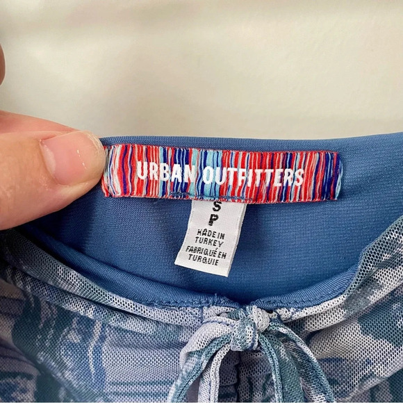 Urban Outfitters Mesh-Sleeve Party Dress Blue - Picture 8 of 10